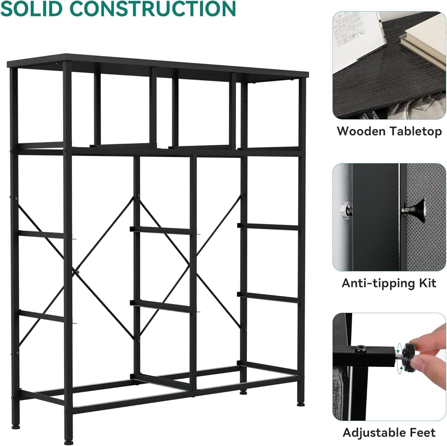 YITAHOME Dresser with 9 Drawers - Fabric Storage Tower, Tall Chest Organizer Unit for Living Room, Entryway with Sturdy Steel Frame, Wooden Top, Black Grey