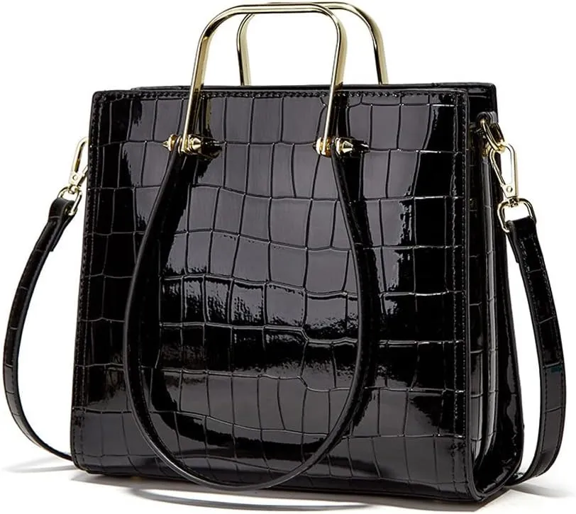 Yohora Women’s Handbag Large Capacity Tote Bag Designer Leather Crossbody Bag Crocodile Pattern Retro Shoulder Purse