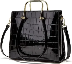 Yohora Women’s Handbag Large Capacity Tote Bag Designer Leather Crossbody Bag Crocodile Pattern Retro Shoulder Purse