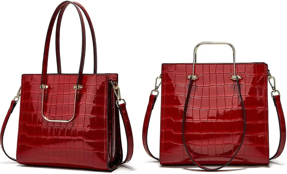 Yohora Women’s Handbag Large Capacity Tote Bag Designer Leather Crossbody Bag Crocodile Pattern Retro Shoulder Purse