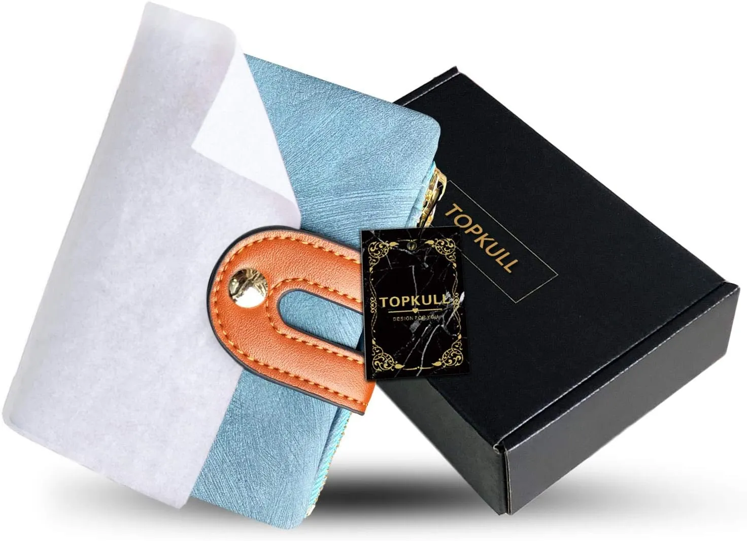 YOTOO TOPKULL Womens Wallets Bifold Leather Small Wallets for Women Mini Rfid Thin Billfolds Ladies Wallets Slim Compact with Zipper Coin Pocket (blue)