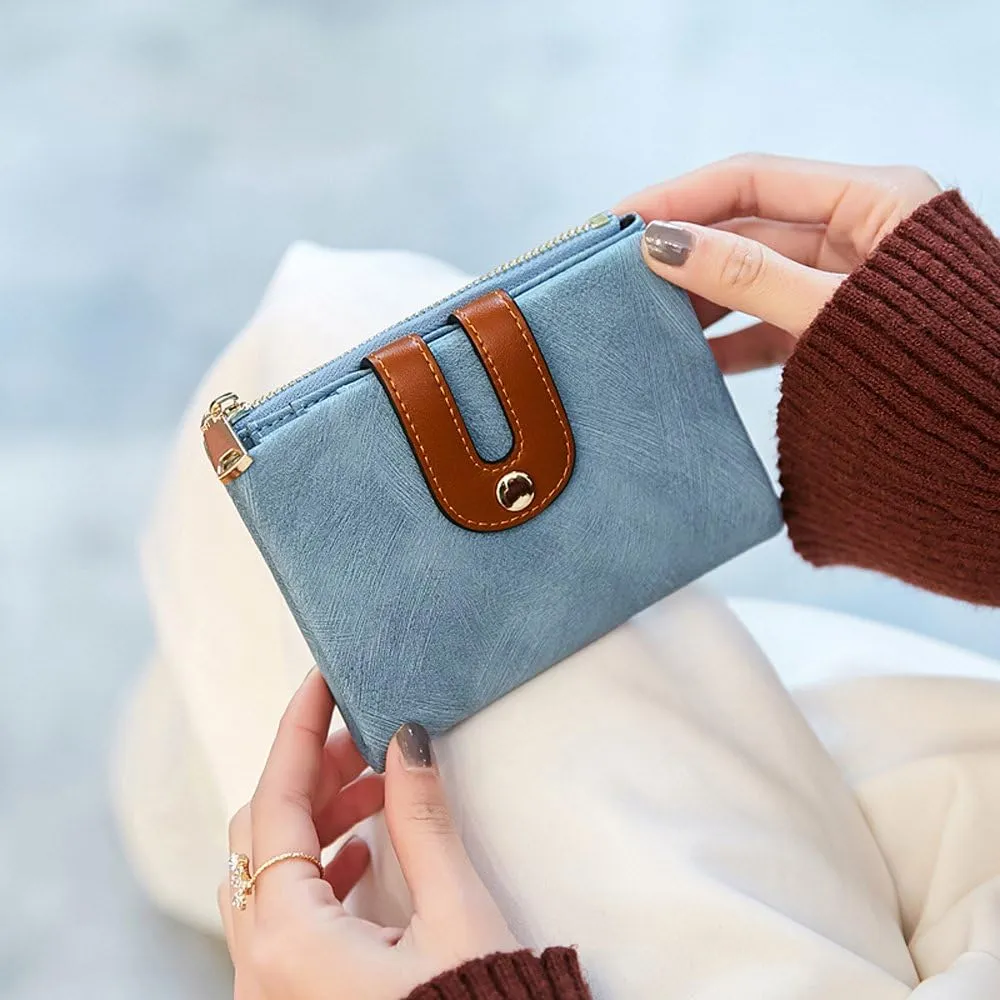YOTOO TOPKULL Womens Wallets Bifold Leather Small Wallets for Women Mini Rfid Thin Billfolds Ladies Wallets Slim Compact with Zipper Coin Pocket (blue)