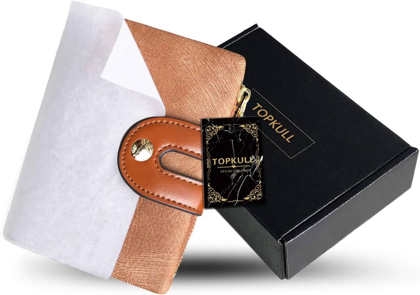 YOTOO TOPKULL Womens Wallets Bifold Leather Small Wallets for Women Mini Rfid Thin Billfolds Ladies Wallets Slim Compact with Zipper Coin Pocket (brown)