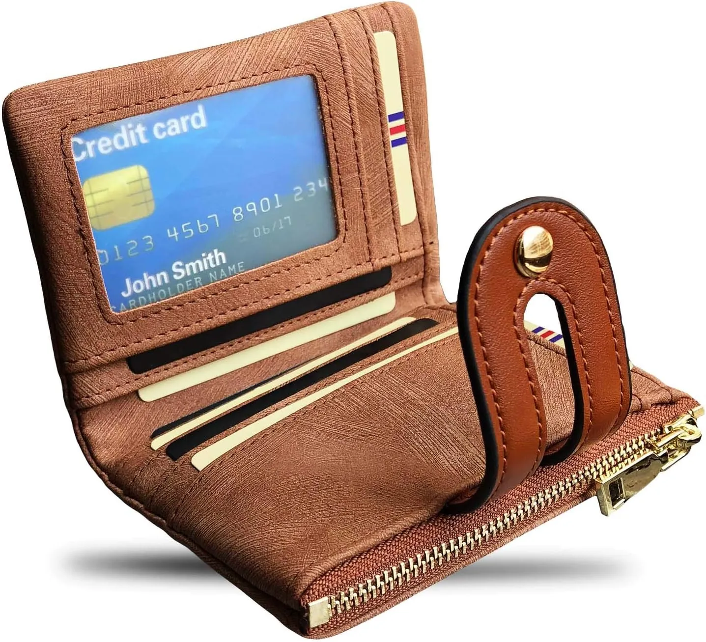 YOTOO TOPKULL Womens Wallets Bifold Leather Small Wallets for Women Mini Rfid Thin Billfolds Ladies Wallets Slim Compact with Zipper Coin Pocket (brown)