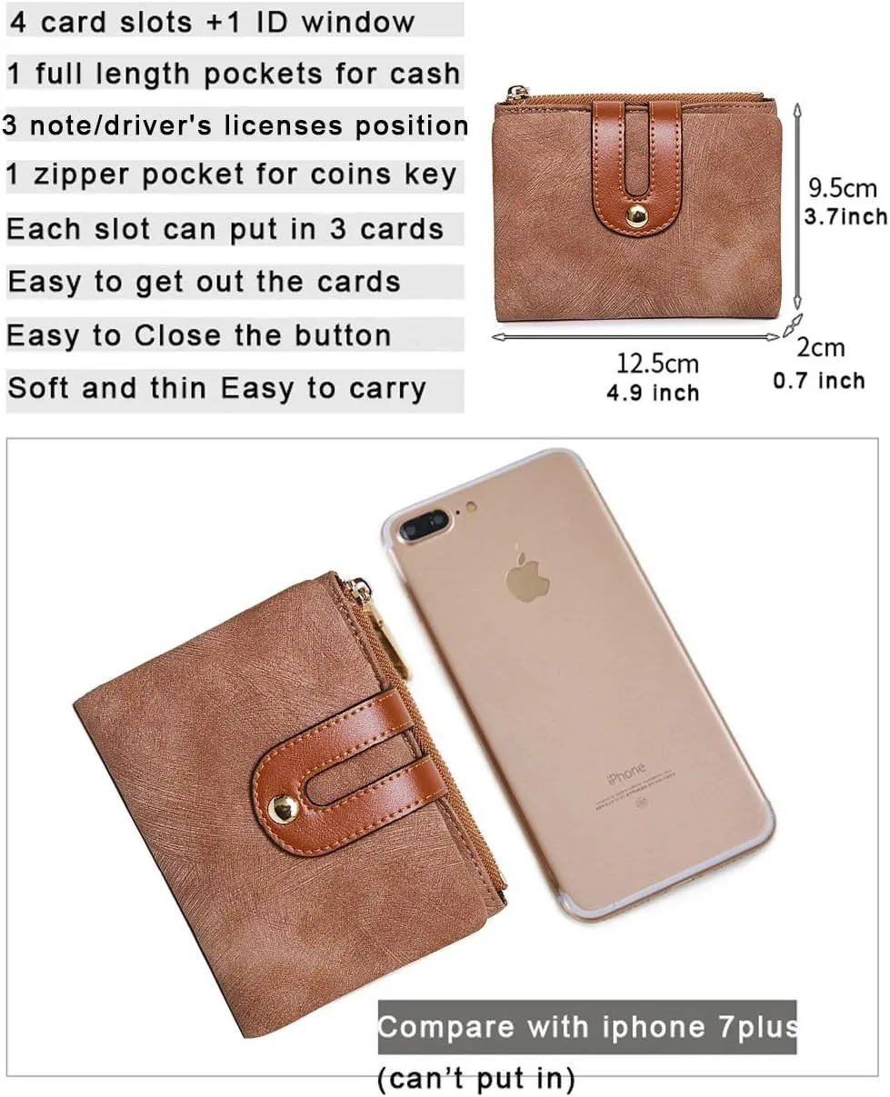 YOTOO TOPKULL Womens Wallets Bifold Leather Small Wallets for Women Mini Rfid Thin Billfolds Ladies Wallets Slim Compact with Zipper Coin Pocket (brown)