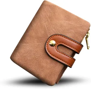 YOTOO TOPKULL Womens Wallets Bifold Leather Small Wallets for Women Mini Rfid Thin Billfolds Ladies Wallets Slim Compact with Zipper Coin Pocket (brown)