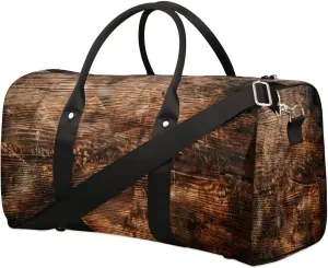 Yzrwebo Aged Wooden Planks Travel Duffle Bag for Men Women Woodgrain Texture Overnight Weekender Bag Foldable Travel Duffel Bag Large Sports Gym Bag Waterproof Luggage Tote Bag Tear Resistant