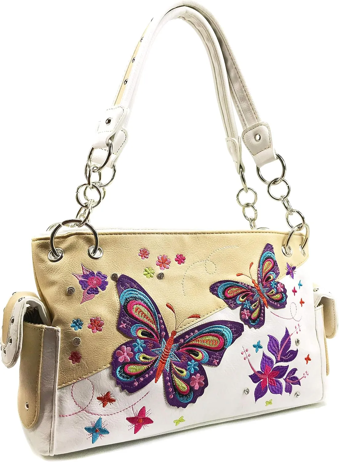 Zelris Butterfly Flower Season Embroidery Women Conceal Carry Shoulder Handbag
