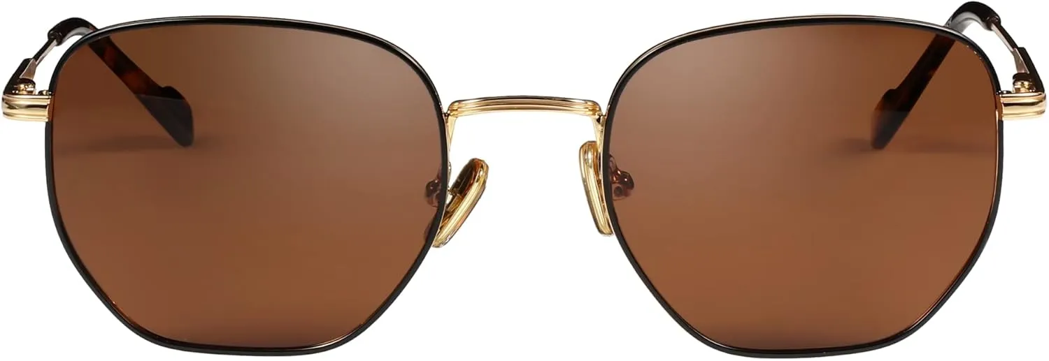 ZENOTTIC Hexagon Polarized Retro Sunglasses for Men Women-Vintage Metal Frame Design UV Protection Trendy Fashion Shades