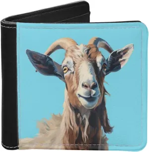 ZFRXIGN Goat Wallets for Mens Bifold Wallet Cash Pouch Leather Coin Charge Pocket Money Bag Phone Credit Cards Organizer Slim Clutch Turquoise Blue