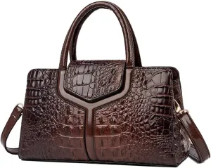 ZiMing Top Handle Handbags Women Purse Crocodile Pattern Faux Leather Tote Bags Satchel Bags Zipper&Flap Handbag Shoulder Bag