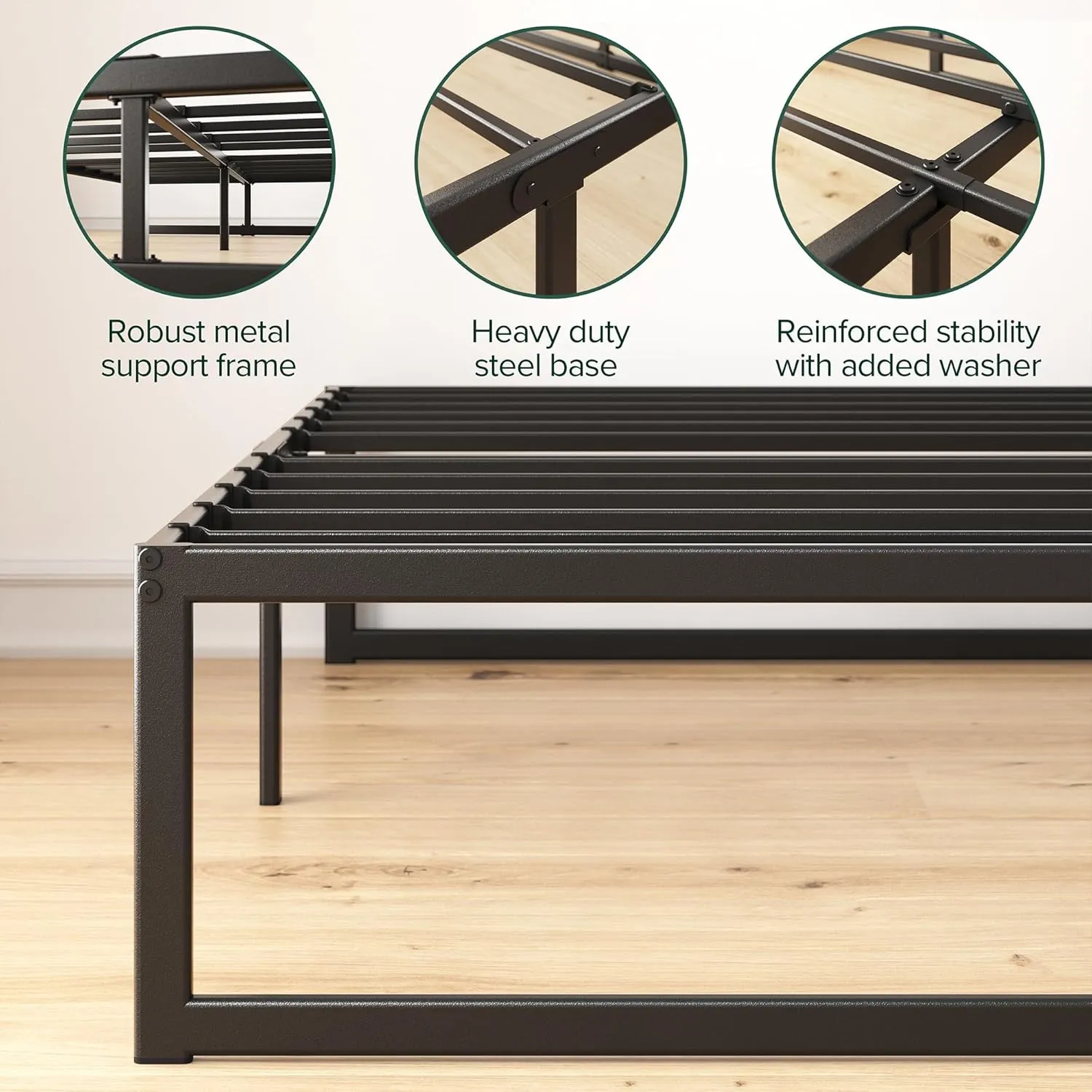 ZINUS ABEL 14 Inch Platform Bed Frame, Steel Slat Support, Easy Assembly, No Box Spring Needed, Eco Friendly WonderBox(TM) Packaging, Black, Queen