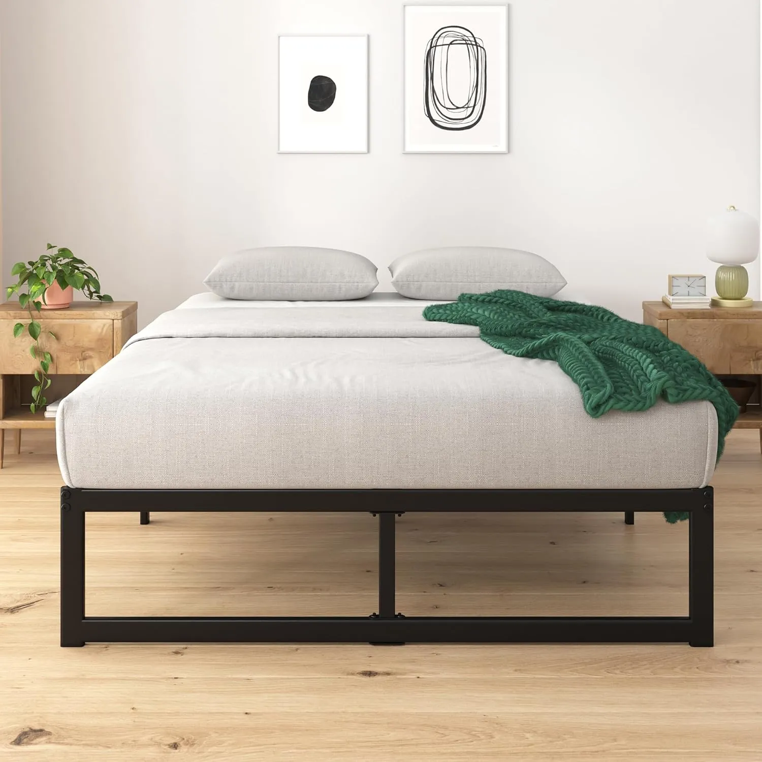 ZINUS ABEL 14 Inch Platform Bed Frame, Steel Slat Support, Easy Assembly, No Box Spring Needed, Eco Friendly WonderBox(TM) Packaging, Black, Queen