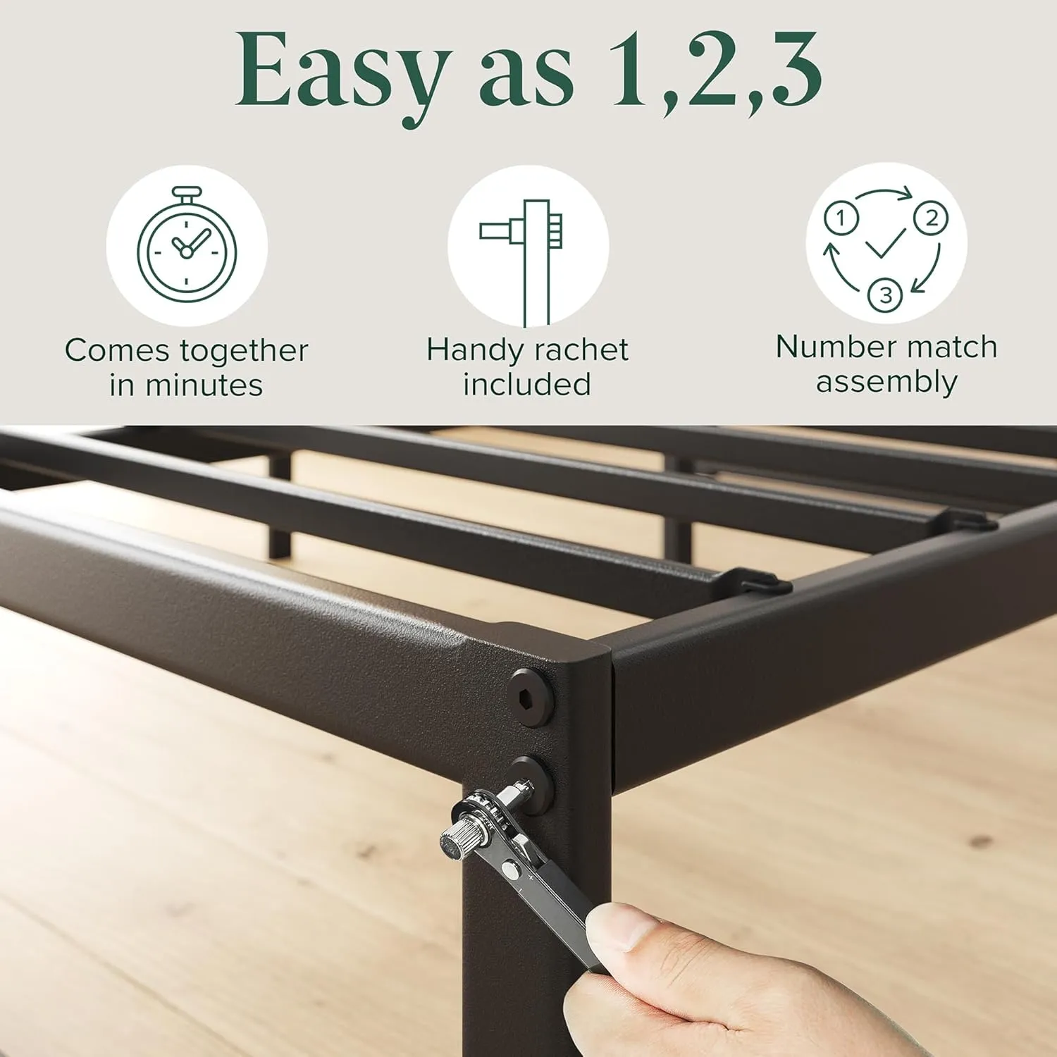ZINUS ABEL 14 Inch Platform Bed Frame, Steel Slat Support, Easy Assembly, No Box Spring Needed, Eco Friendly WonderBox(TM) Packaging, Black, Queen