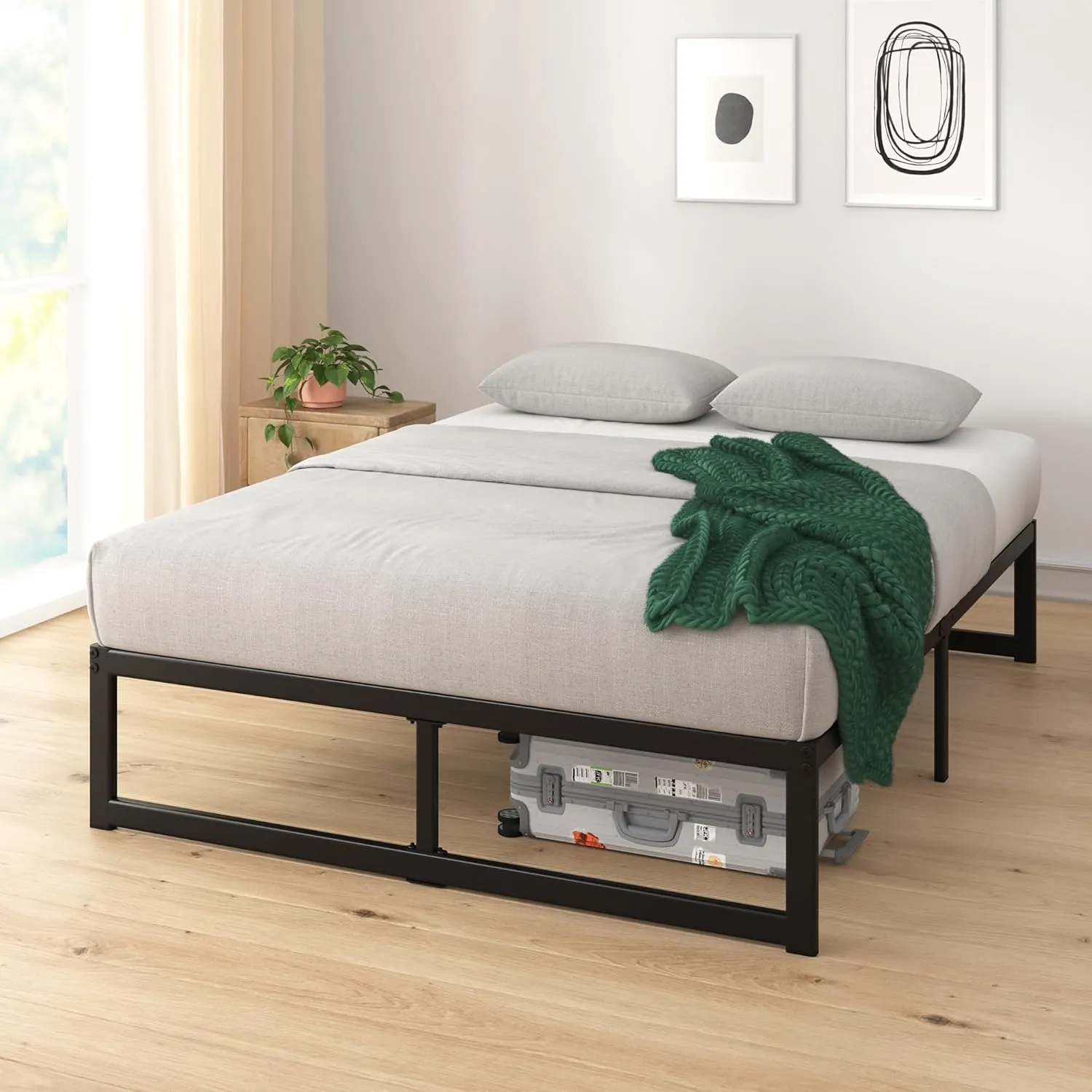 ZINUS ABEL 14 Inch Platform Bed Frame, Steel Slat Support, Easy Assembly, No Box Spring Needed, Eco Friendly WonderBox(TM) Packaging, Black, Queen