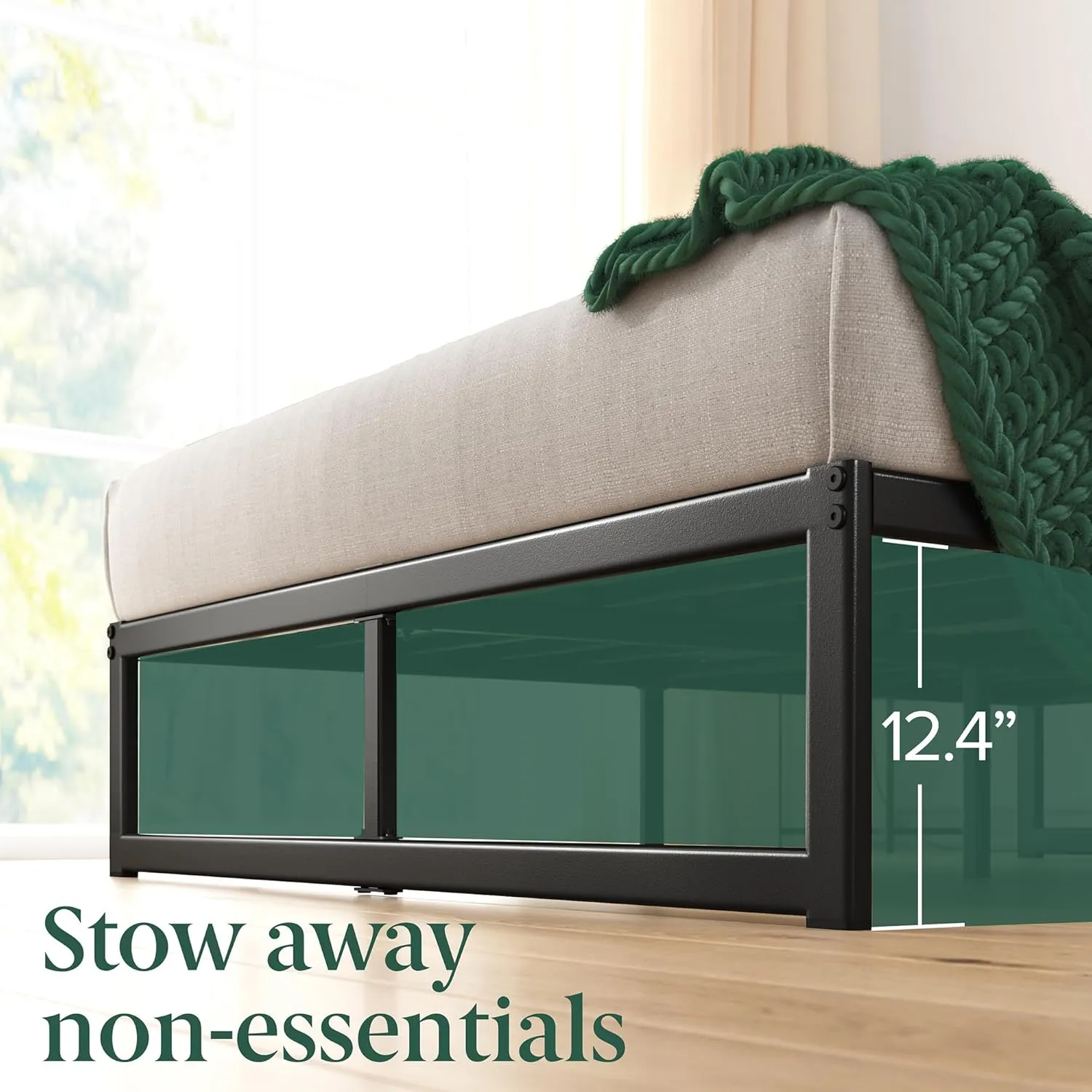 ZINUS ABEL 14 Inch Platform Bed Frame, Steel Slat Support, Easy Assembly, No Box Spring Needed, Eco Friendly WonderBox(TM) Packaging, Black, Queen