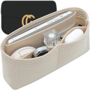 Zipper Small Purse Organizer Insert for GG Marmont Medium Matelasse Shoulder Bag and More, Felt Small Handbag Insert Liner Pouch for Women Inner Bladder(Beige,Medium)