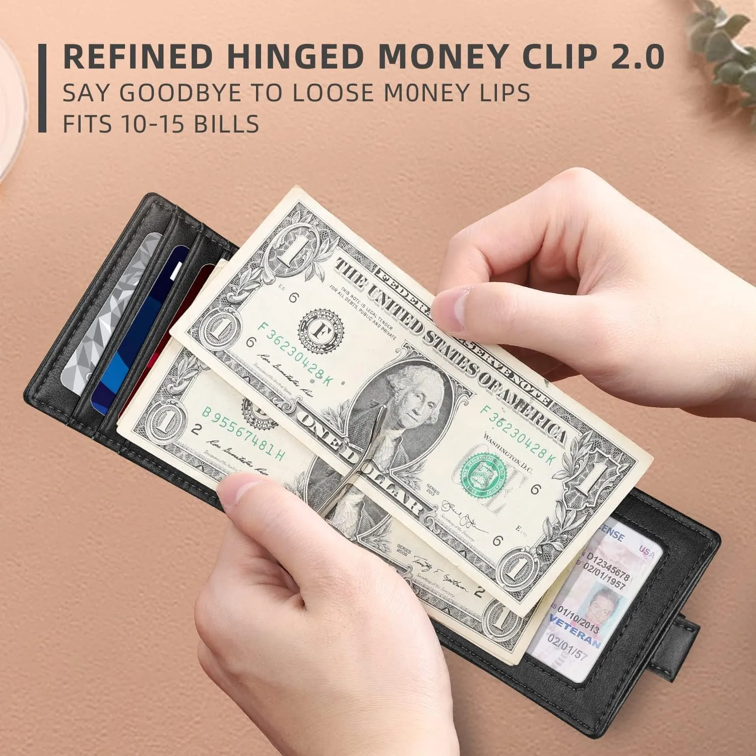 Zitahli Wallet for Men-6 Slots ID Window-Mens Wallets-Slim Wallet Classic Spring Money Clip RFID Blocking-Gift for Men