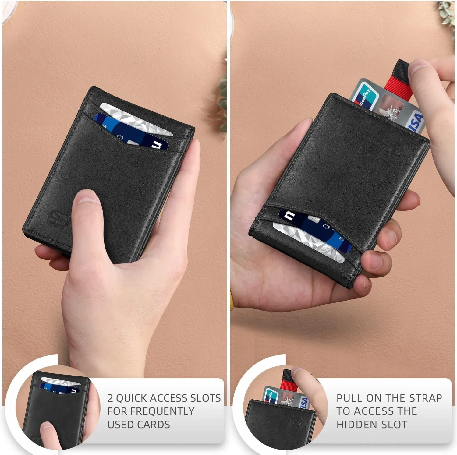 Zitahli Wallet for Men-6 Slots ID Window-Mens Wallets-Slim Wallet Classic Spring Money Clip RFID Blocking-Gift for Men