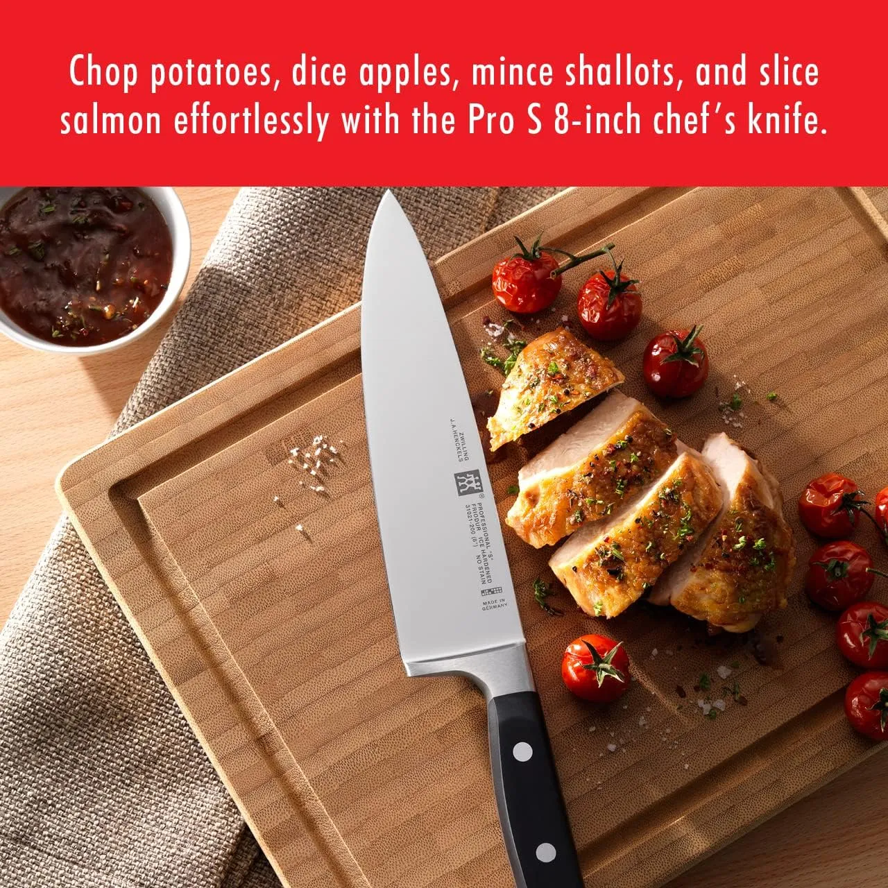 ZWILLING Professional S 8-inch Razor-Sharp German Chef's Knife, Made in Company-Owned German Factory with Special Formula Steel perfected for almost 300 Years, Dishwasher Safe