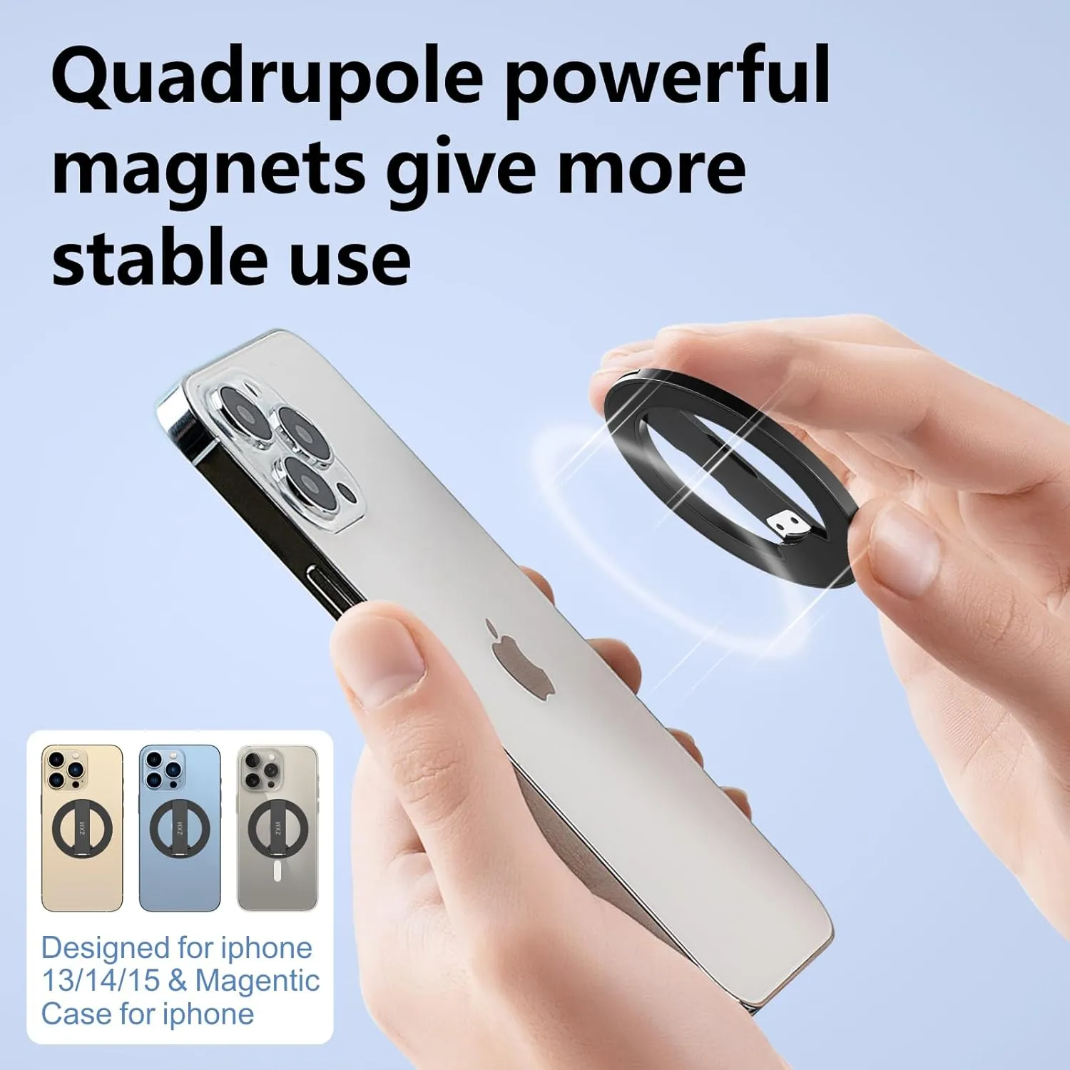 ZXM Magnetic Kickstand Attachment for iPhone,Magnetic Phone Stand,Phone Kickstand for Magsafe,X1 Magsafe Stand for iPhone 15,14,13,12,11 Series&Huawei,Samsung,Pink